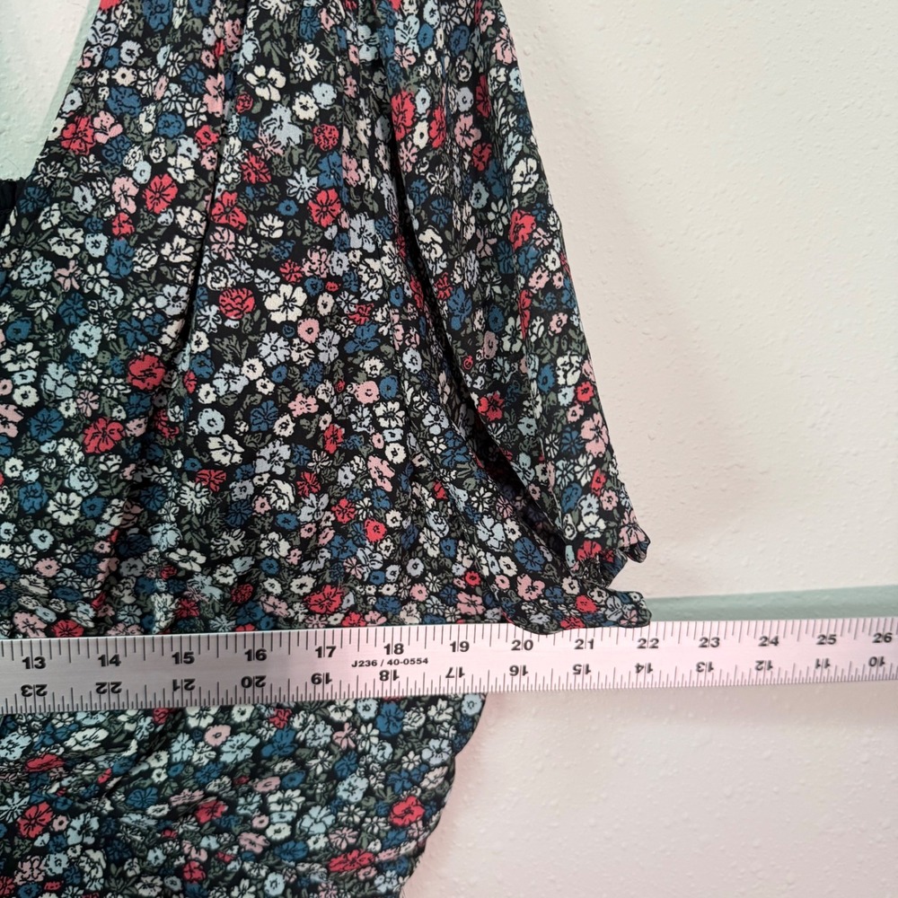 Abercrombie & Fitch Mini Dress Womens XL Black Floral Smocked Boho Cottagecore - Picture 9 of 16